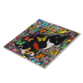 Kreuken op vlinders - Tuxedo-Kat Tegeltje (Zijkant)