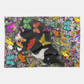 Kreuken op vlinders - Tuxedo-Kat Theedoek (Horizontaal)