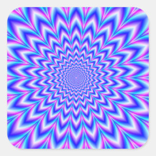 Kreukgesneden puls in blauw roze en wit vierkante sticker