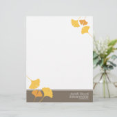 Kreukginkgo laat gouden gele herfst gepersonaliseerd briefhoofd (Staand voorkant)
