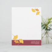 Kreukginkgo verlaat gouden maraherfst gepersonaliseerd briefhoofd (Staand voorkant)