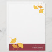 Kreukginkgo verlaat gouden maraherfst gepersonaliseerd briefhoofd (Voorkant / Achterkant)