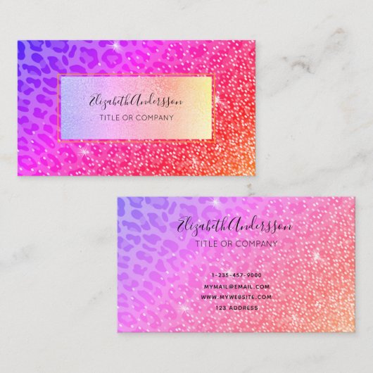 Kreukglansglansglansglansglanzend paars visitekaartje (Voorkant / Achterkant)