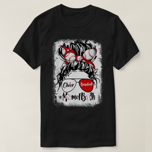 Kreukhonkbalmama van beide messy Bun Hair-bril T-shirt (Design voorkant)