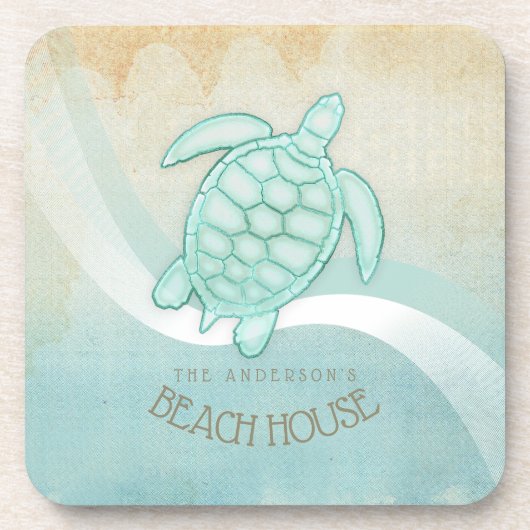 Kreukhuis Nautical Turtle Aqua Blue ID623 Bier Onderzetter (Voorkant)