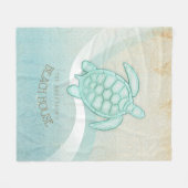 Kreukhuis Nautical Turtle Aqua Blue ID623 Fleece Deken (Voorkant (Horizontaal))