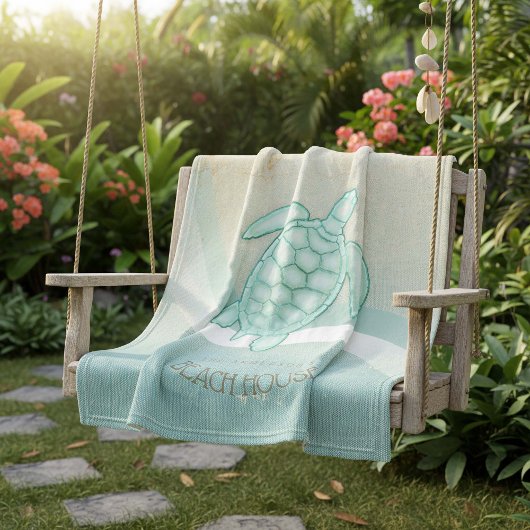 Kreukhuis Nautical Turtle Aqua Blue ID623 Fleece Deken