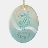 Kreukhuis Nautical Turtle Aqua Blue ID623 Keramisch Ornament (Rechts)