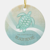 Kreukhuis Nautical Turtle Aqua Blue ID623 Keramisch Ornament (Voorkant)