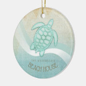 Kreukhuis Nautical Turtle Aqua Blue ID623 Keramisch Ornament (Links)