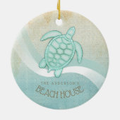 Kreukhuis Nautical Turtle Aqua Blue ID623 Keramisch Ornament (Achterkant)