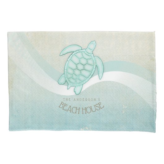 Kreukhuis Nautical Turtle Aqua Blue ID623 Kussensloop (Voorkant)