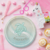 Kreukhuis Nautical Turtle Aqua Blue ID623 Papieren Bordje (Feest)