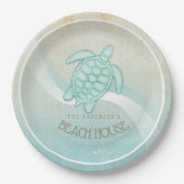 Kreukhuis Nautical Turtle Aqua Blue ID623 Papieren Bordje (Voorkant)
