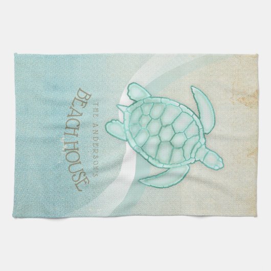 Kreukhuis Nautical Turtle Aqua Blue ID623 Theedoek (Horizontaal)