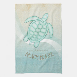 Kreukhuis Nautical Turtle Aqua Blue ID623 Theedoek