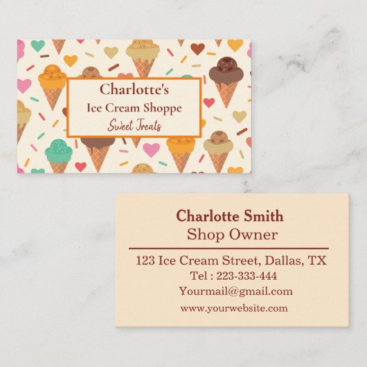 Kreukkleurig ijspatroon, aangepast visitekaartje (Voorkant / Achterkant)