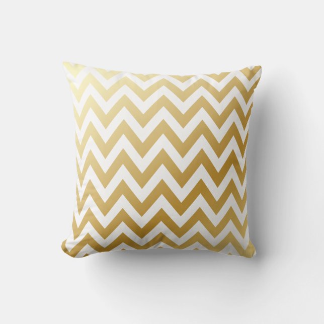 Kreukmetalen goudkleurige Chevron Zigzag Stripe Pa Kussen (Voorkant)