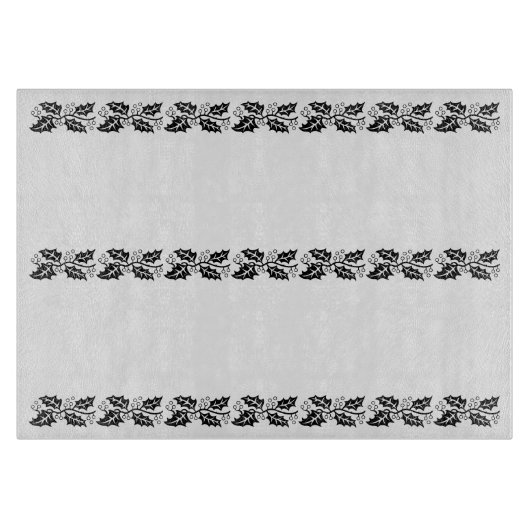 Kreukplank - Holly bladeren in zwart-wit Snijplank (Voorkant)