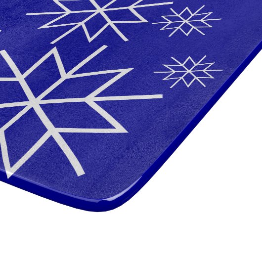 Kreukplank - Witte sneeuwvlokken op blauw Snijplank (Hoek)