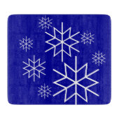 Kreukplank - Witte sneeuwvlokken op blauw Snijplank (Voorkant)