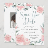 Kreukroze Waterverf Vloeiend huwelijk sparen de da Save The Date (Voorkant / Achterkant)