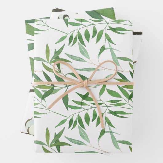 Kreukschroot uit de botanische groen - set van 3 D Inpakpapier Vel (In situ)