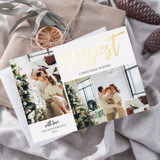 Kreukst kerstborstelscript: White foto van foto's Folie Feestdagenkaart