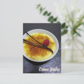 Kreuksteenslag op leisteen met frambozen en vanill feestdagenkaart (Staand voorkant)