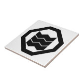 Kreukvormig Kanji voor drie in Oshiki Tegeltje (Zijkant)