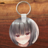 Kreukvrij meisje met geamberde ogen sleutelhanger (Achterkant)