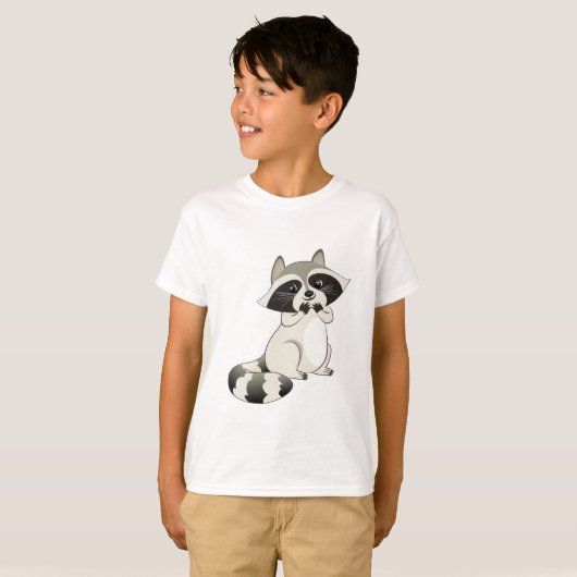 Kreukvrij Schattig Raccu T-shirt (Voorkant volledig)