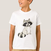 Kreukvrij Schattig Raccu T-shirt (Voorkant)