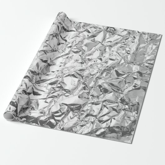 Kreukzacht folieeffect Aluminium gescrund Cadeaupapier (Uitgerold)