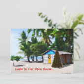 Kreukzak onder de palmen met kerstmis kaart (Staand voorkant)