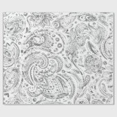 Kreukzilver en wit Paisley Pattern Cadeaupapier (Vlak)