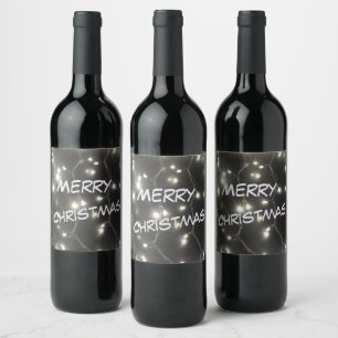 Kreukzilververlichting voor kerstmis F&B Label set Wijn Etiket