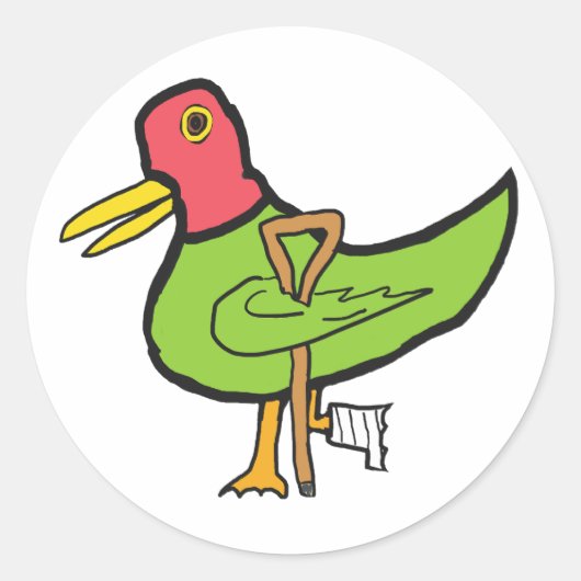 Kreupele Eend Ronde Sticker (Voorkant)