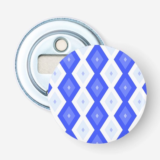Kreuzenblauw diamantpatroon button flesopener (Voorkant)