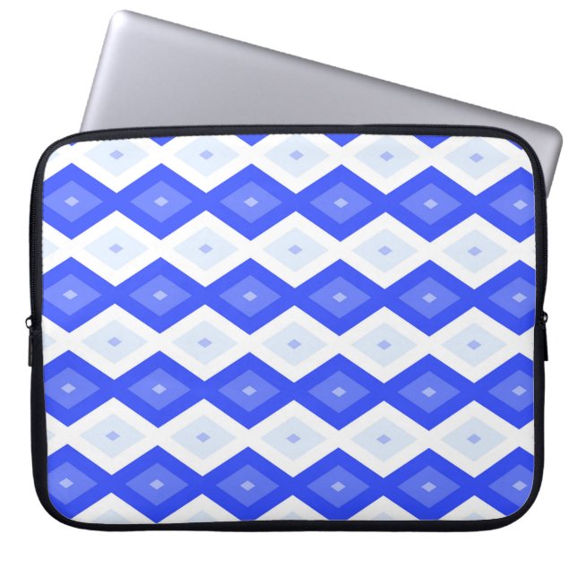 Kreuzenblauw diamantpatroon laptop sleeve (Voorkant)