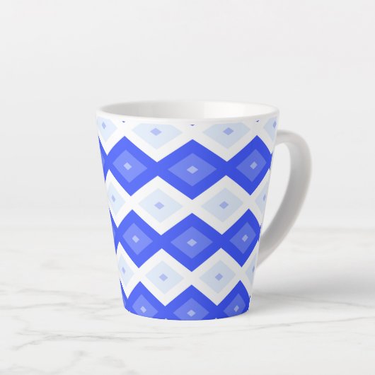 Kreuzenblauw diamantpatroon latte mok (Rechterhoek)