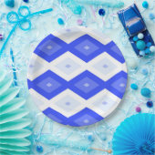 Kreuzenblauw diamantpatroon papieren bordje (Feest)