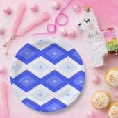 Kreuzenblauw diamantpatroon papieren bordje (Feest)