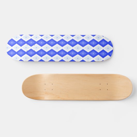 Kreuzenblauw diamantpatroon persoonlijk skateboard (Horizontaal)