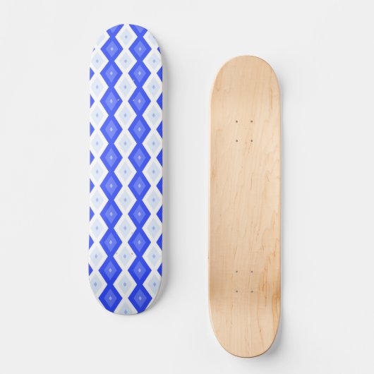Kreuzenblauw diamantpatroon persoonlijk skateboard (Voorkant)