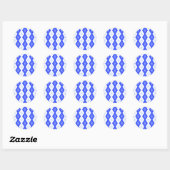 Kreuzenblauw diamantpatroon ronde sticker (Vel)