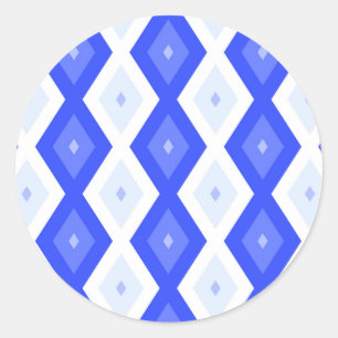 Kreuzenblauw diamantpatroon ronde sticker
