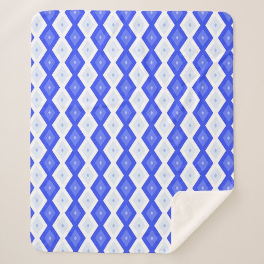 Kreuzenblauw diamantpatroon sherpa deken (Voorkant)