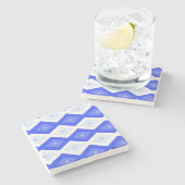 Kreuzenblauw diamantpatroon stenen onderzetter (Zijkant)