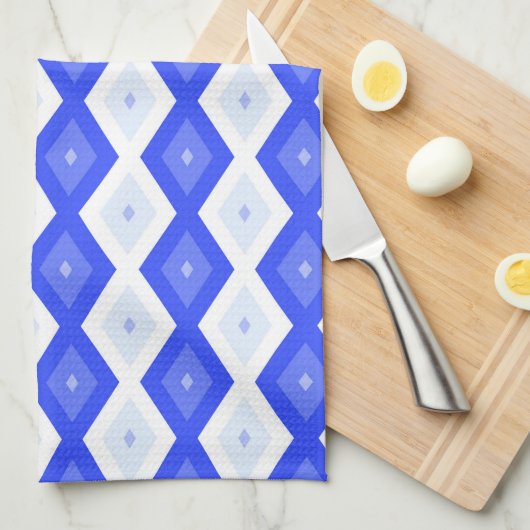 Kreuzenblauw diamantpatroon theedoek (Quarter Fold)